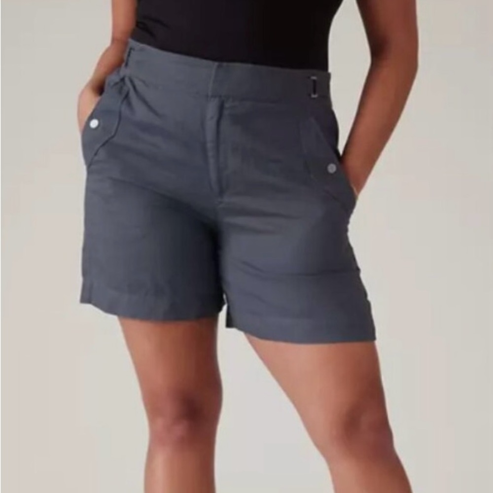 Athleta Voyager 100% Linen High Rise Pockets 7 Inch Lightweight NWT Shorts